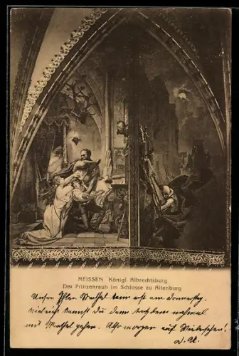 AK Meissen, Kgl. Albrechtsburg, Gemälde Prinzenraub zu Altenburg