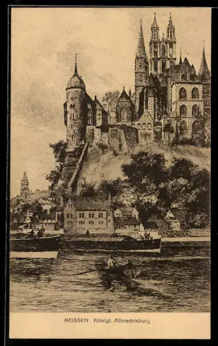 AK Meissen, Königl. Albrechtsburg, Schiffe, Boote