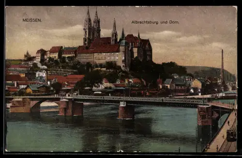 AK Meissen, Albrechtsburg und Dom, Panorama