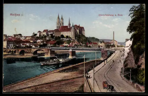 AK Meissen, Albrechtsburg, Dom, Elbbrücke