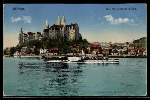 AK Meissen, Albrechtsburg und Dom, Dampfer