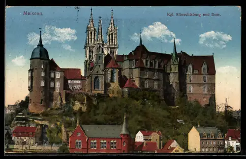 AK Meissen, Albrechtsburg und Dom, mit Turmgebäude