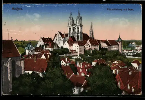 AK Meissen, Albrechtsburg mit Dom, von oben gesehen