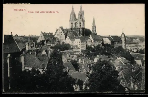 AK Meissen, Albrechtsburg u. Dom, Ansicht aus der Vogelschau