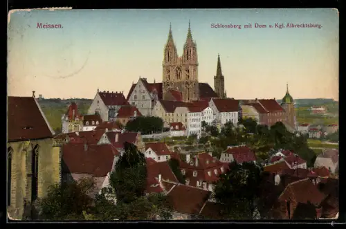 AK Meissen, Schlossberg mit Dom u. Kgl. Albrechtsburg