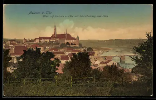 AK Meissen, Stadt u. Elbe mit Albrechtsburg u. Dom