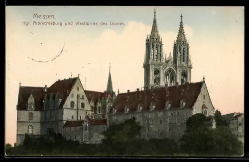 AK Meissen, Albrechtsburg u. Westtürme des Domes
