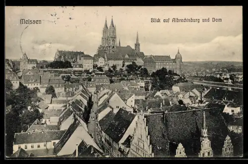 AK Meissen, Blick auf Albrechtsburg u. Dom