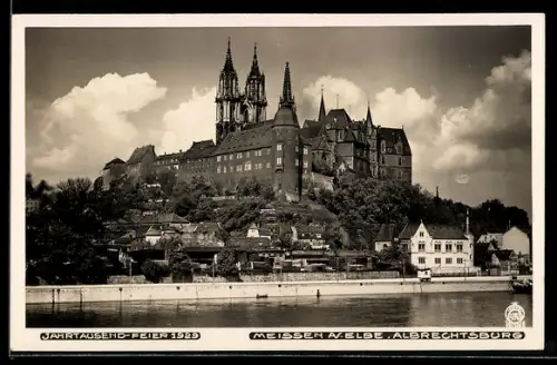 Foto-AK Walter Hahn, Dresden, NR: 4843, Meissen, Albrechtsburg von der Elbe gesehen