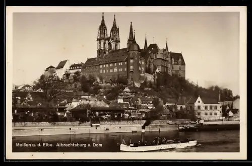 AK Meissen, Albrechtsburg und Dom, Dampfer