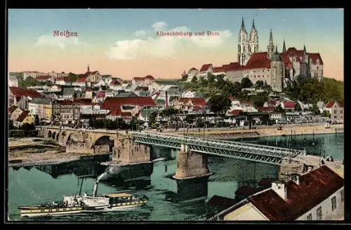 AK Meissen, Albrechtsburg, Dom, Elbbrücke