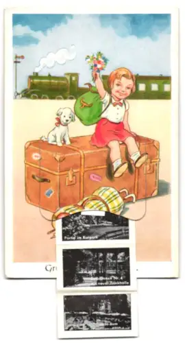 Leporello-AK Bad Soden /Ts., Koffer mit Ansichten von Kurhaus, Trinkkurhalle, Badehaus, Terrasse zum Paulinenschloss