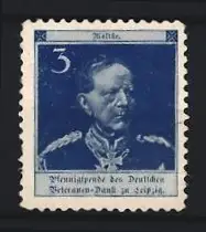 Reklamemarke Leipzig, Portrait Generalfeldmarschall Helmuth von Moltke mit Grosskreuz zu EK 1870