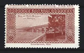 Reklamemarke Wien, Österreich Adria-Ausstellung 1913, Blick auf Monte Maggiore und Abbazia