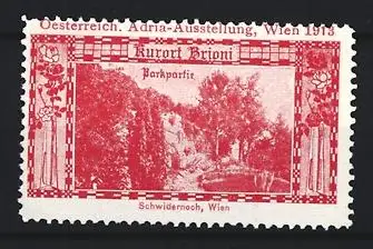 Reklamemarke Wien, Adria-Ausstellung 1913, Brioni, Parkpartie
