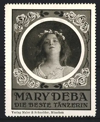Reklamemarke Mary Deba, Tänzerin, Portrait junge Frau