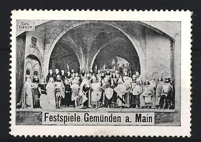 Reklamemarke Gemünden a. Main, Festspiele, historische Kostüme und Kulisse