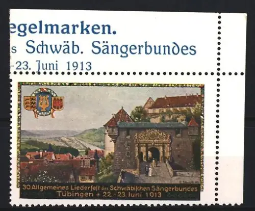 Reklamemarke Tübingen, 30. Allgemeines Liederfest des Schwäbischen Sängerbundes 1913, Burgansicht