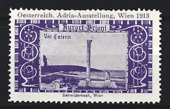 Reklamemarke Wien, Adria-Ausstellung 1913, Brioni, Ruinenlandschaft von Val Catena