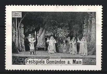 Reklamemarke Gemünden a. Main, Festspiele, Theaterszene im Freien