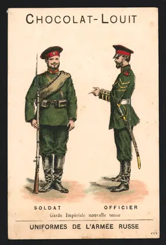Sammelbild Bordeaux, Louit-Frères, Chocolat-Louit, Soldat et Officier de la Garde Impériale