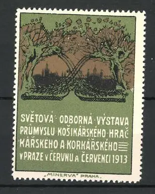 Reklamemarke Prag, Svetová Odborná Výstava Prumyslu Kosinkárského Hrac 1913, Stadtansicht