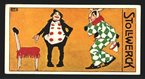 Sammelbild Köln, Gebrüder Stollwerck AG, Schokolade, Harlekin mit Zahnschmerzen