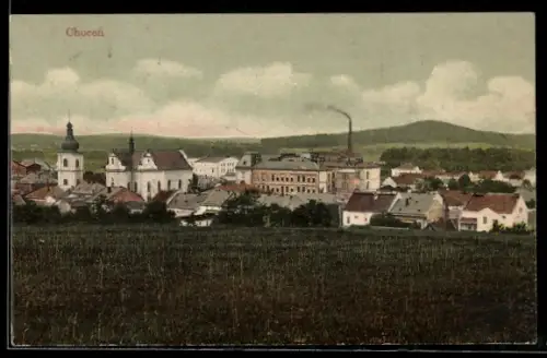 AK Chocen, Ortsansicht mit Kirche