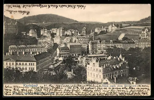AK Karlsbad, Blick nach dem Stadtpark mit Villen