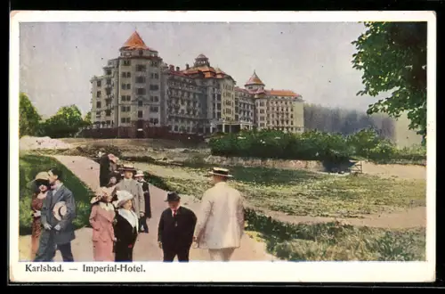 AK Karlsbad, Blick zum Imperial-Hotel