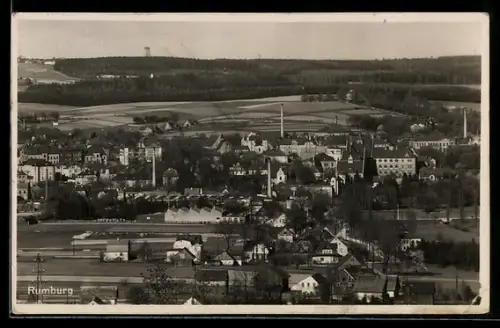 AK Rumburg / Rumburk, Panoramablick auf den Ort und ins Land