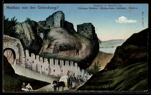 AK Meissen, Stadtansicht vor der Gründung, Berggesichter