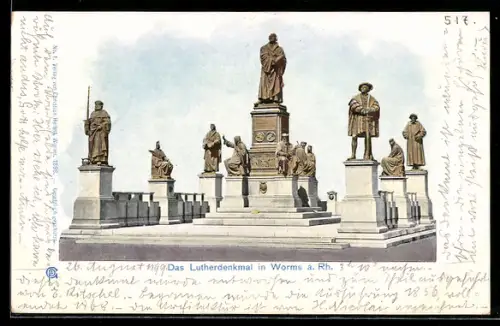 AK Worms a. Rh., Lutherdenkmal