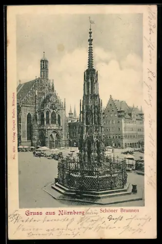 AK Nürnberg, Schöner Brunnen, Frauenkirche, Hauptmarkt