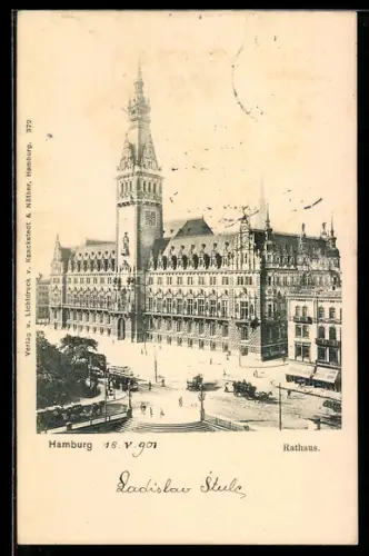 AK Hamburg, Rathaus aus der Vogelschau