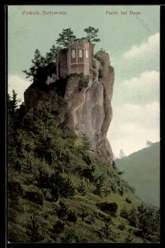 AK Doos /Fränkische Schweiz, Felsen-Ruine bei Doos