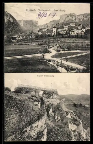 AK Streitberg /Fränk. Schweiz, Ortsansicht, Ruine Streitburg