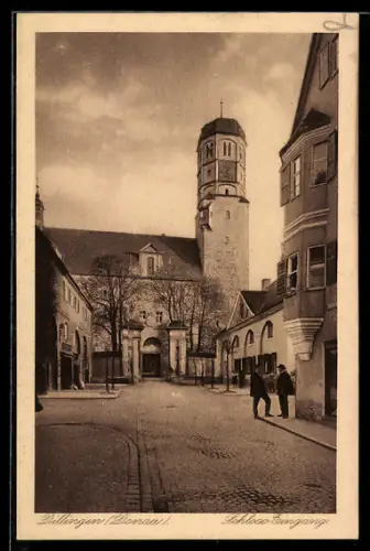 AK Dillingen /Donau, Schloss-Eingang mit Strassenkreuzung