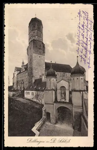 AK Dillingen a. D., Schloss, 8. Gautag der kath. Vereine Nordschwabens 1913