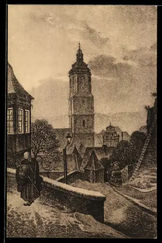 Künstler-AK Meissen, Alt-Meissen, Frauenstufen