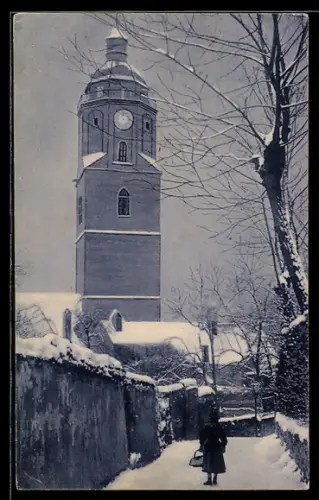 AK Meissen, Alt-Meissen, Kirche im Winter