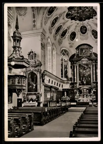 AK Dillingen /Donau, Katholische Stadtpfarrkirche, Innenansicht