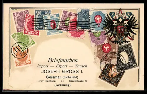 Lithographie Russische Briefmarken, Wappen, Briefmarken Import & Export Joseph Gross