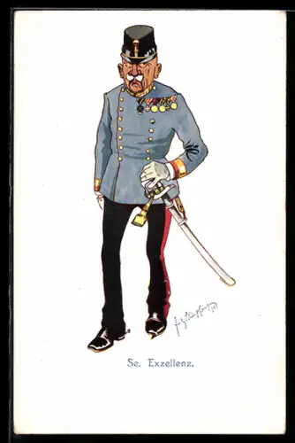 Künstler-AK Fritz Schönpflug: Se. Exellenz, Soldat in Uniform