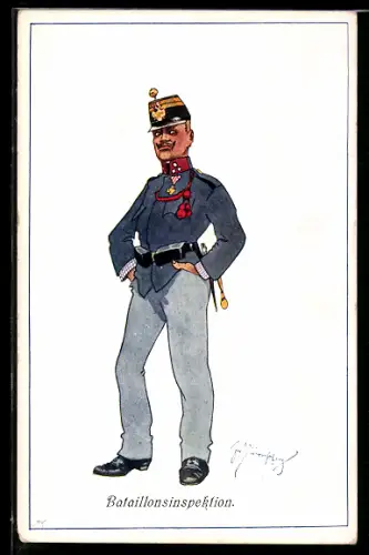 Künstler-AK Fritz Schönpflug: Bataillonsinspektion, K.u.K. Soldat