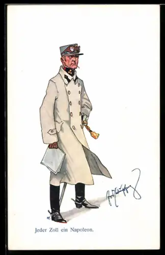 Künstler-AK Fritz Schönpflug: Rauchender Soldat in Uniform