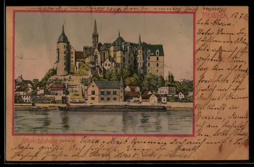 Holzfurnier-AK Meissen, Albrechtsburg