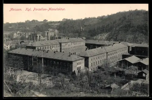 AK Meissen, Kgl. Porzellan-Manufaktur aus der Vogelschau