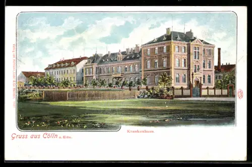 Lithographie Cölln a. Elbe, Krankenhaus