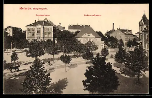 AK Meissen, Hospitalplatz mit Krankenhaus und Doktorwohnung